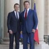 Le président de la République française Emmanuel Macron a reçu l'ancien gouverneur de Californie et acteur Arnold Schwarzenegger  au palais l'Elysée à Paris, France, le 23 juin 2017.© Pierre Perusseau/Bestimage