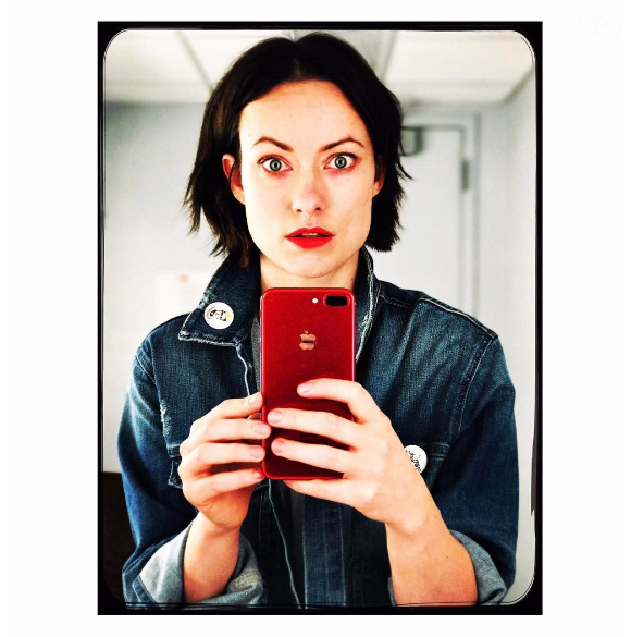 Olivia Wilde lors des répétitions pour l'adaptation au théâtre du livre de George Orwell, 1984 - Photo publiée sur Instagram le 28 mai 2017