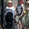 Exclusif - Pink se promène en famille avec son fils Jameson en poussette, son mari Carey Hart et sa fille Willow Sage Hart dans les rues de Cabo San Lucas au Mexique, le 7 avril 2017
