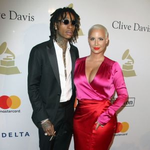 Wiz Khalifa et son ex-femme Amber Rose au gala Pre-Grammy à l'hôtel The Beverly Hilton à Beverly Hills, le 11 février 2017