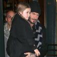 David Beckham et sa fille Harper - La famille Beckham à la sortie du restaurant Balthazar à New York, après le défilé de mode de Victoria Beckham. Le 14 février 2016.