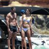 Alessandra Ambrosio sur le yacht "Just Smile" en bikini immaculé lors de ses vacances à Ibiza le 11 juillet 2017.