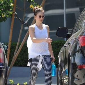 Minka Kelly quitte son cours de gym à Los Angeles le 5 avril 2017.