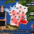 Fanny Agostini présente sa dernière météo sur BFMTV le 12 juillet 2017. A la rentrée, elle présentera "Thalassa" sur France 3 !