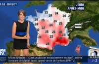 Fanny Agostini présente sa dernière météo sur BFMTV le 12 juillet 2017. A la rentrée, elle présentera "Thalassa" sur France 3 !