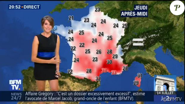 Fanny Agostini présente sa dernière météo sur BFMTV le 12 juillet 2017. A la rentrée, elle présentera &quot;Thalassa&quot; sur France 3 !
