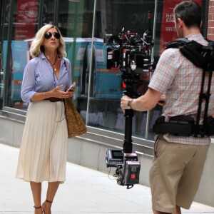 Sarah Jessica Parker en plein tournage dans les rues de Times Square, à New York le 11 juillet 2017