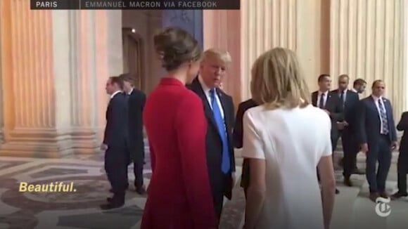 Donald Trump commentant le physique de Brigitte Macron lors de leur visite à l'Hôtel National des Invalides à Paris le 13 juillet 2017