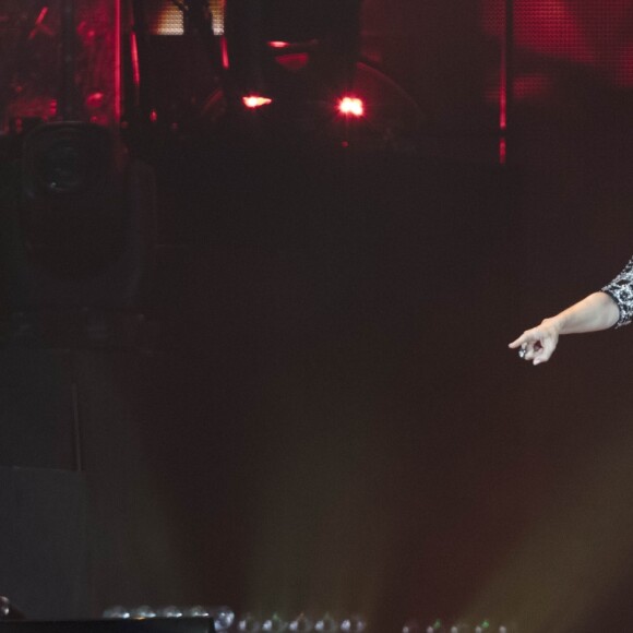 Céline Dion en concert au stade Allianz Riviera à Nice le 20 juillet 2017. Elle a rendu hommage aux victimes de l'attentat du 14 juillet 2016.
