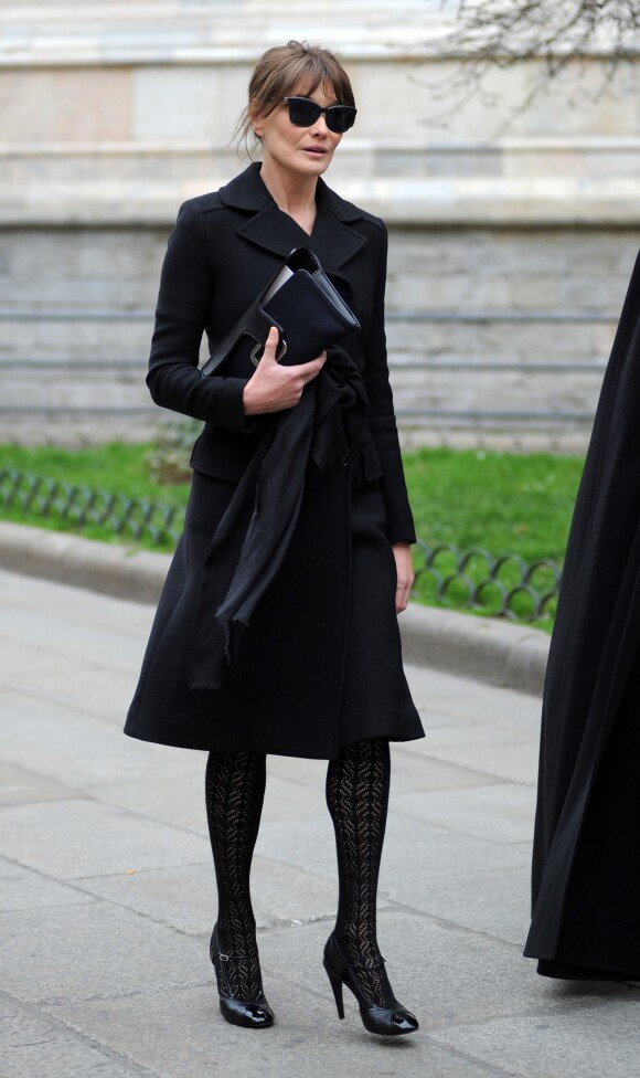 Carla Bruni-Sarkozy - Cérémonie religieuse en l'honneur de Franca Sozzani (rédactrice en chef de Vogue Italie décédée le 22 décembre 2016) à Milan, le 27 février 2017