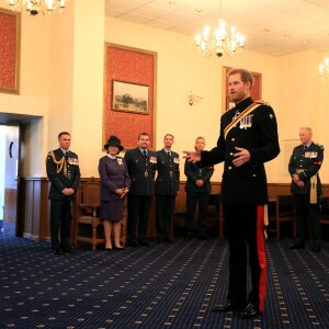 Le prince Harry en visite dans une base de la Royal Air Force le 20 juillet 2017 à Bury St Edmunds.