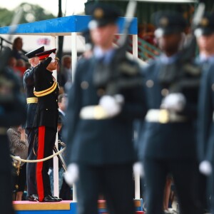 Le prince Harry en visite dans une base de la Royal Air Force le 20 juillet 2017 à Bury St Edmunds.