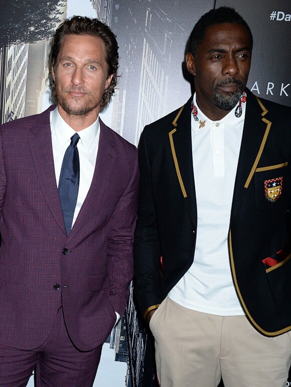 Matthew McConaughey et Idris Elba lors de la première de ''La Tour sombre'' (Dark Tower) à New York, le 31 juillet 2017.