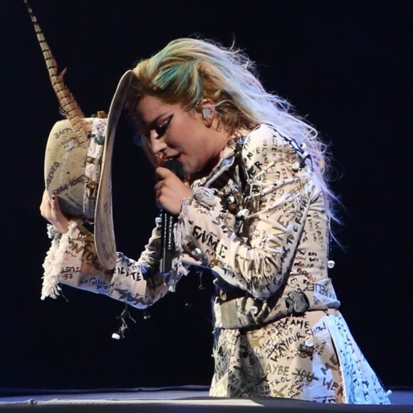 Lady Gaga en concert au Rogers Arena à Vancouver pour le lancement de sa tournée mondiale "Joanne World Tour". Le 1er août 2017.