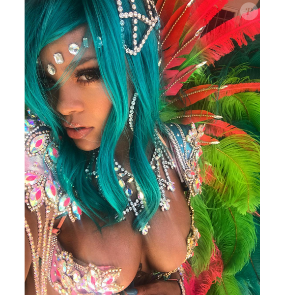 Rihanna, habillée pour la parade du Grand Kadooment, au Crop Over Festival. La Barbade, août 2017.