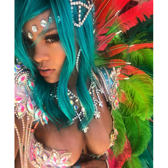 Rihanna, habillée pour la parade du Grand Kadooment, au Crop Over Festival. La Barbade, août 2017.