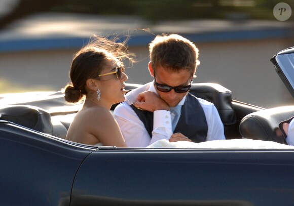 Exclusif - Jenson Button et Jessica Michibata lors de leur mariage à Maui à Hawaï, le 29 décembre 2014. Le couple s'est séparé un an plus tard.