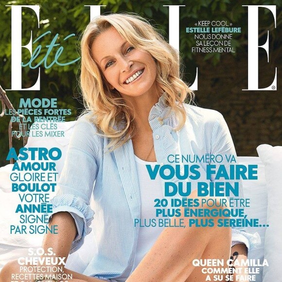 Estelle Lefébure en couverture du nouveau numéro du magazine ELLE. Août 2017.