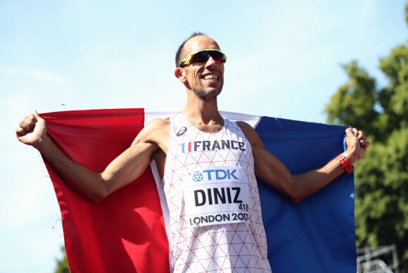 Yohann Diniz champion du monde du 50 km marche aux championnats du monde de Londres le 13 août 2017.