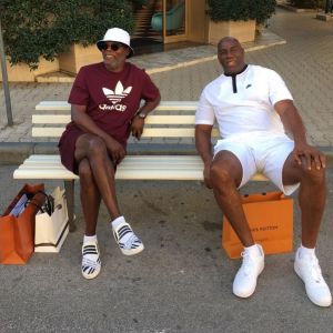 Magic Johnson et Samuel L. Jackson en vacances en Toscane. Août 2017.