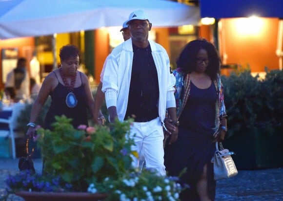 Samuel L. Jackson, sa femme Latanya Richardson et leur fille Zoe Jackson profitant de leurs vacances en famille à Portofino, le 6 août 2017.