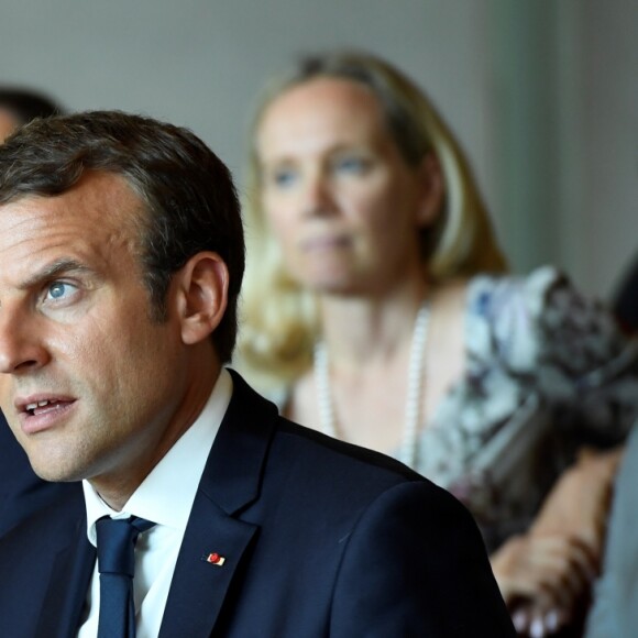 Le président Emmanuel Macron et sa femme Brigitte Macron (Trogneux) assistent à une masterclass de piano de Dominique Merlet à Salzbourg le 23 août 2017 avec le chancelier fédéral d'Autriche et sa femme. © Bertrand Guay / Pool / Bestimage