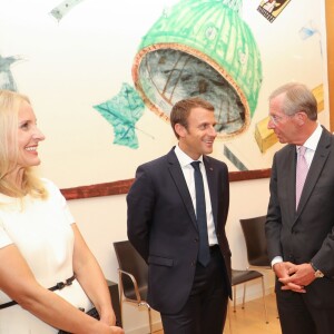 Eva Kern, Emmanuel Macron, Wilfried Haslauer et Christian Kern - Le président de la République française Emmanuel Macron et sa femme la Première dame Brigitte Macron (Trogneux) assistent au festival de Salzbourg, Autriche, le 23 août 2017.