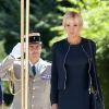 Brigitte Macron (Trogneux) lors de la cérémonie d'accueil du couple présidentiel français au palais Cotroceni à Bucarest le 24 août 2017. © Pierre Perusseau / Bestimage