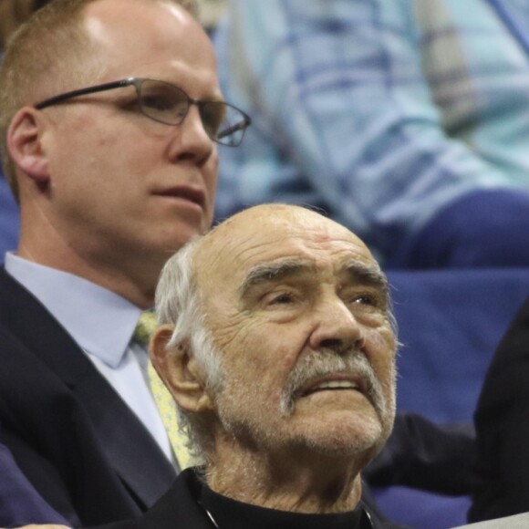 Sean Connery et sa femme Micheline Roquebrune assistent à un match de tennis au US Open Tennis 2017 à New York, le 29 août 2017 © John Barrett/Globe Photos via Zuma/Bestimage