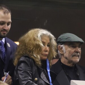 Sean Connery et sa femme Micheline Roquebrune assistent à un match de tennis au US Open Tennis 2017 à New York, le 29 août 2017 © John Barrett/Globe Photos via Zuma/Bestimage