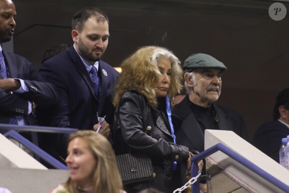 Sean Connery et sa femme Micheline Roquebrune assistent à un match de tennis au US Open Tennis 2017 à New York, le 29 août 2017 © John Barrett/Globe Photos via Zuma/Bestimage