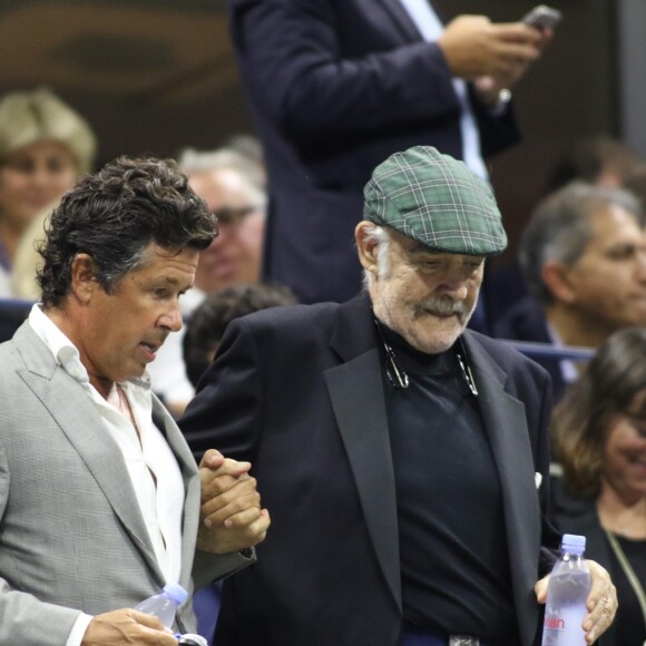 Sean Connery et sa femme Micheline Roquebrune assistent à un match de tennis au US Open Tennis 2017 à New York, le 29 août 2017 © John Barrett/Globe Photos via Zuma/Bestimage