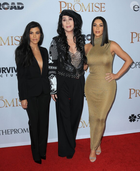 Kourtney Kardashian, Cher et Kim Kardashian à Hollywood, le 12 avril 2017.