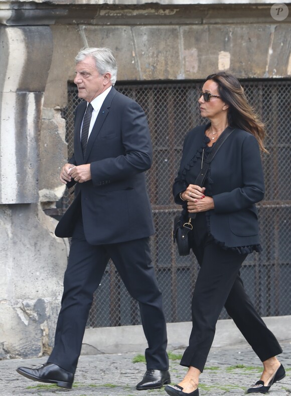 Sidney Toledano et sa femme Katia - Obsèques de Mireille Darc en l'église Saint-Sulpice à Paris. Le 1er septembre 2017