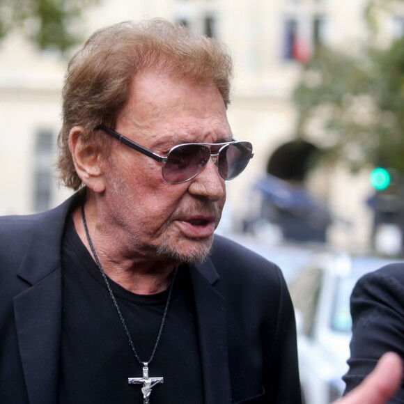 Johnny Hallyday - Arrivées - Obsèques de Mireille Darc en l'église Saint-Sulpice à Paris, France, le 1er septembre 2017.
