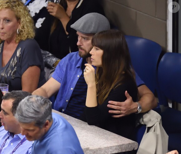 Justin Timberlake et Jessica Biel assistent à un match de l'US Open à Flushing Meadows-Corona Park. New York, le 2 septembre 2017.