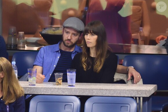 Justin Timberlake et Jessica Biel assistent à un match de l'US Open à Flushing Meadows-Corona Park. New York, le 2 septembre 2017.