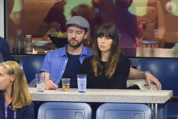 Justin Timberlake et Jessica Biel assistent à un match de l'US Open à Flushing Meadows-Corona Park. New York, le 2 septembre 2017.