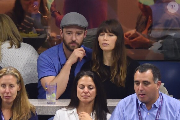 Justin Timberlake et Jessica Biel assistent à un match de l'US Open à Flushing Meadows-Corona Park. New York, le 2 septembre 2017.