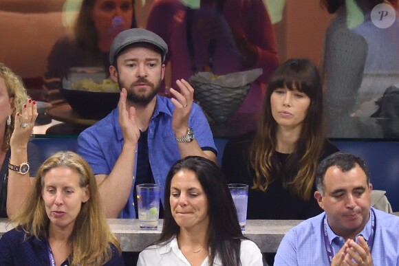 Justin Timberlake et Jessica Biel assistent à un match de l'US Open à Flushing Meadows-Corona Park. New York, le 2 septembre 2017.
