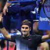 Roger Federer affronte Feliciano López en 32e de finale de l'US Open. New York, le 2 septembre 2017.