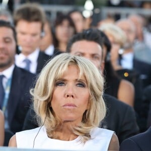 Le président de la République française Emmanuel Macron et sa femme la Première Dame Brigitte Macron (Trogneux) - Le président de la République française expose son ambitieux projet de "refondation" pour une Europe plus démocratique sur la colline Pnyx à Athènes, Grèce, le 8 septembre 2017. © Dominique Jacovides/Bestimage