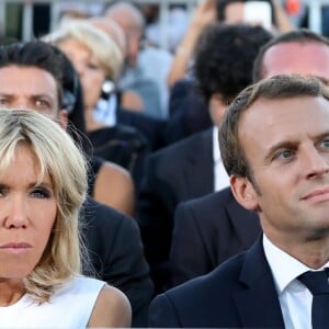 Le président de la République française Emmanuel Macron et sa femme la Première Dame Brigitte Macron (Trogneux) - Le président de la République française expose son ambitieux projet de "refondation" pour une Europe plus démocratique sur la colline Pnyx à Athènes, Grèce, le 8 septembre 2017. © Dominique Jacovides/Bestimage