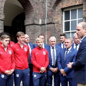 Le prince William, duc de Cambridge, recevait le 7 septembre 2017 au palais de Kensington, à Londres, l'équipe de football d'Angleterre des moins de 20 ans, récemment sacrée championne du monde.