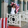 Michelle Rodríguez à l'inauguration de sa cabine sur les planches lors du 43e Festival du Cinéma Américain de Deauville. Le 8 septembre 2017 © Denis Guignebourg / Bestimage