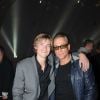 Jean Claude Van Damme et son fils Nicholas - Radio FG fete ses 20 ans au Grand Palais a Paris le 5 Avril 2012.