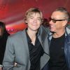 L'acteur Jean Claude Van Damme et son fils Nicholas - Radio FG fête ses 20 ans au Grand Palais à Paris, le 5 Avril 2012.