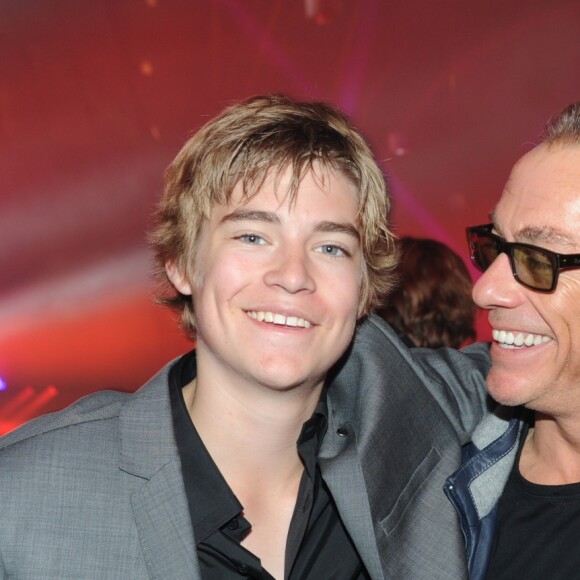 L'acteur Jean Claude Van Damme et son fils Nicholas - Radio FG fête ses 20 ans au Grand Palais à Paris, le 5 Avril 2012.