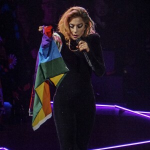 La chanteuse Lady Gaga en concert au Rogers Arena à Vancouver à l'occasion de sa tournée mondiale "Joanne", le 1er août 2017.