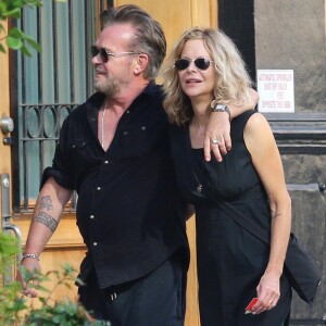 Meg Ryan déjeune avec son compagnon John Mellencamp à New York le 16 septembre 2017. © CPA/Bestimage